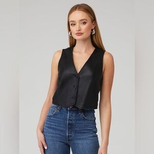 Lamarque Kallie 100% Leather Vest Top Black - Small